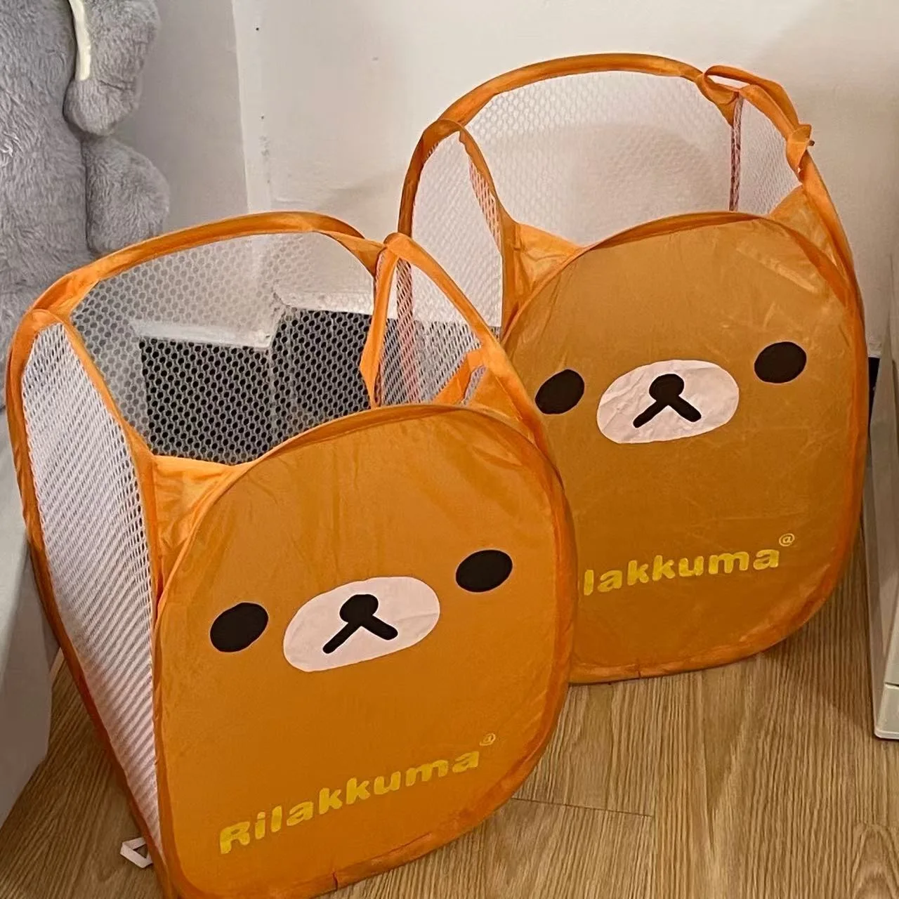 حار اليابان Rilakkuma شبكة للطي سعة كبيرة سلة الغسيل الكرتون المحمولة إطار التخزين عنبر سلة الغسيل المنزلية