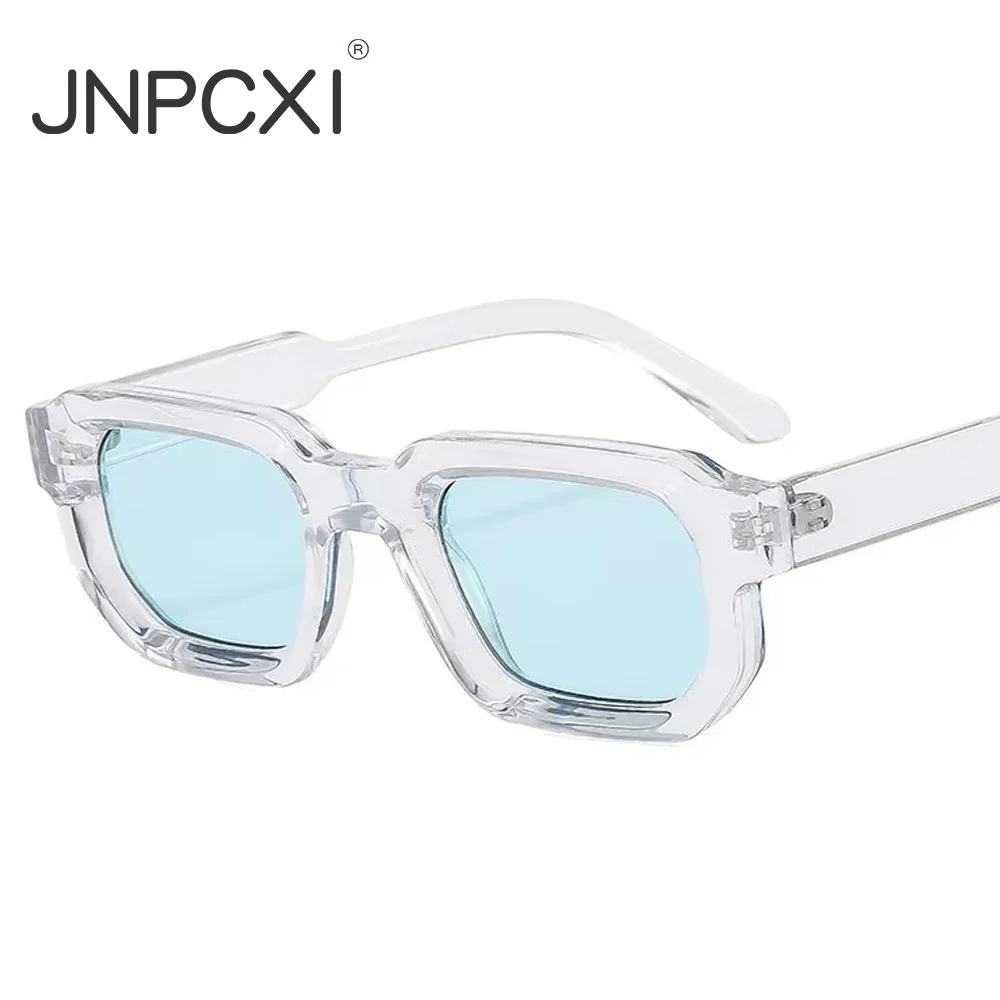 JNPCXI موضة النظارات الشمسية المربعة الزرقاء للنساء الرجال الرجعية الفاخرة مصمم واضح عدسة نظارات شمسية ظلال UV400 النظارات
