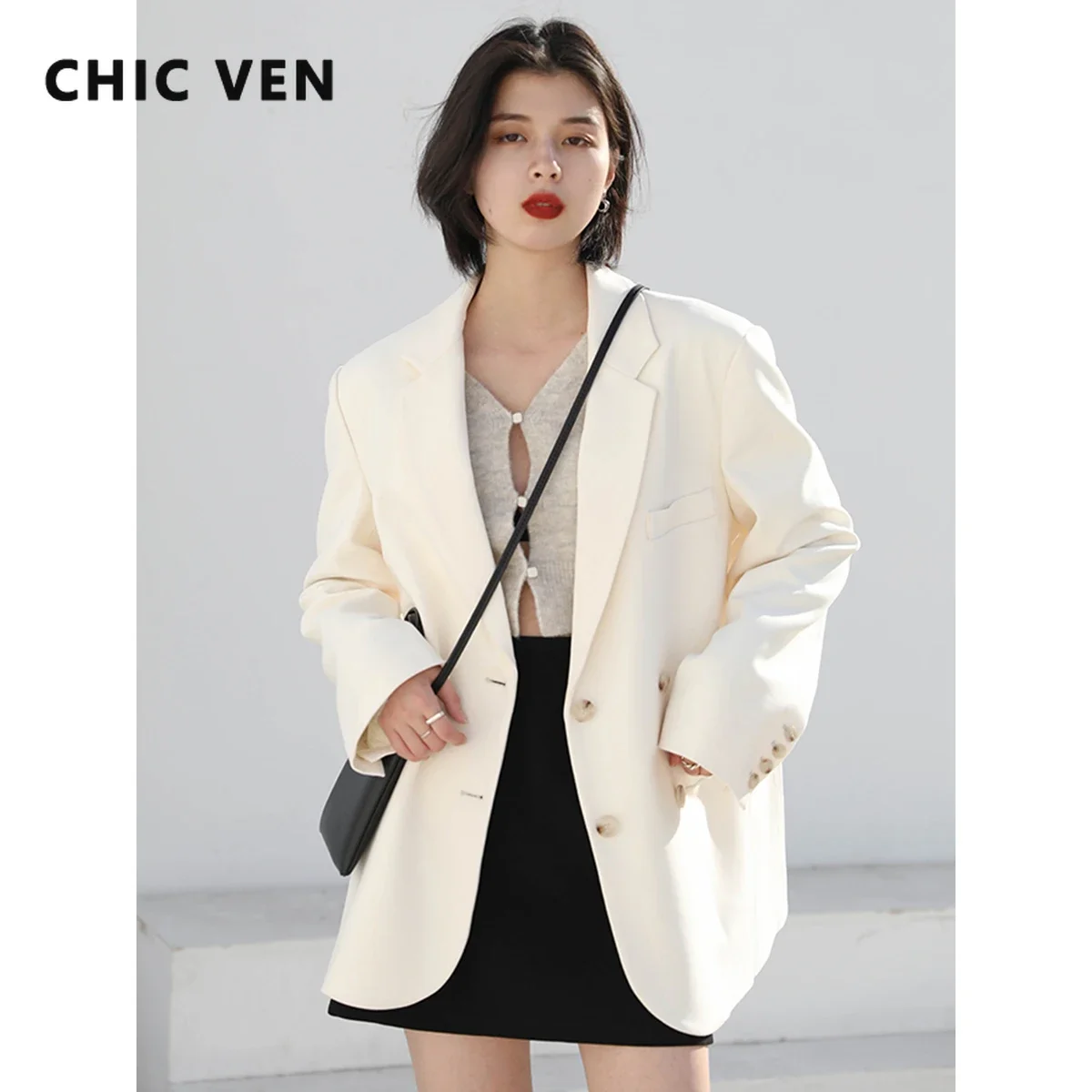 بليزر نسائي أنيق من CHIC VEN، معطف كوري عصري بلون موحد وأكمام طويلة، مناسب للمكتب، أنيق وعصري، ملابس للربيع والخريف 2026