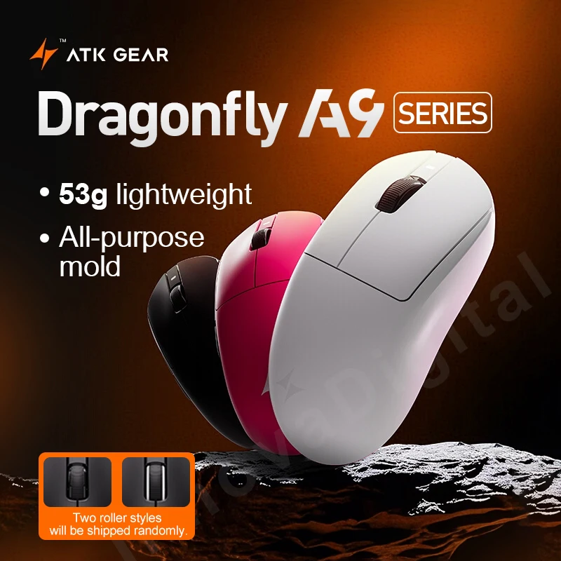 فأرة ألعاب لاسلكية ATK Dragonfly A9 Ultra مع مستشعر PAW3950، خفيفة الوزن للغاية، ثلاثية الأوضاع، مريحة للاستخدام، مثالية للألعاب الإلكترونية وFPS، طراز A9 SE Plus