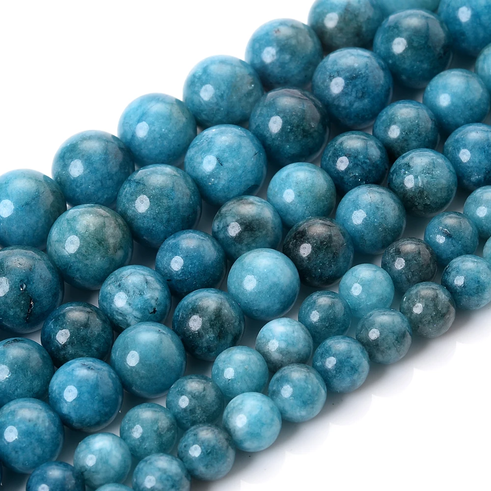 حبات الحجر الطبيعي الأزرق الأباتيت الخرز الجولة فضفاض خرزة مباعدة لصنع المجوهرات سوار Charm بها بنفسك Accessroies 6/8/10 مللي متر