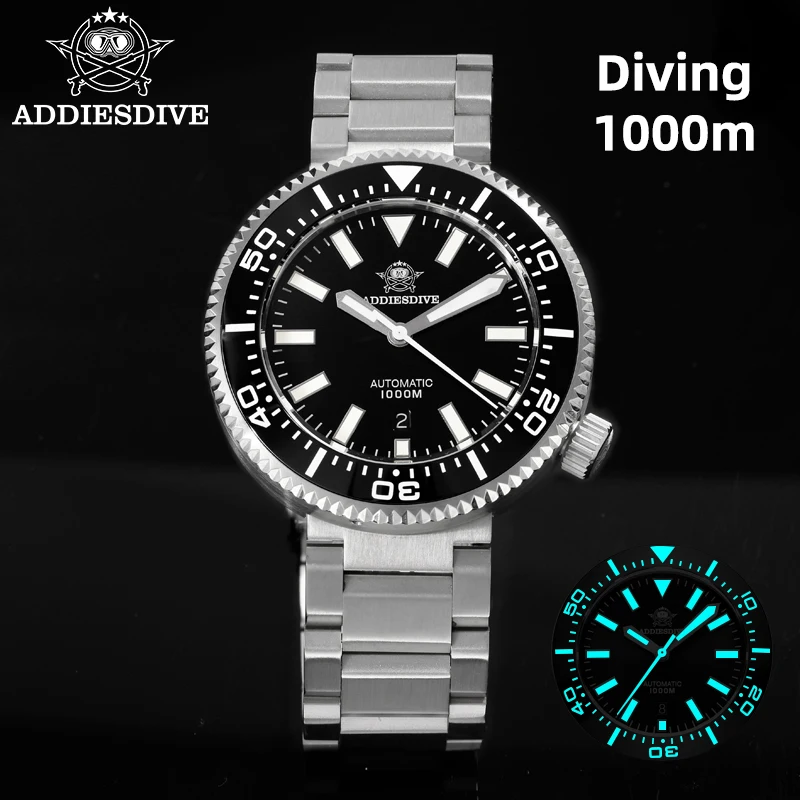 ADDIESDIV2025 جديد 8215 حركة 200 متر مقاوم للماء BGW9 الأزرق مضيئة فاخرة الغوص ساعة أوتوماتيكية الفولاذ المقاوم للصدأ الياقوت AD2523