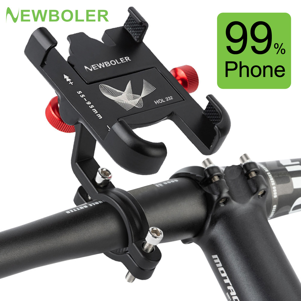 NEWBOLER MTB حامل الهاتف حامل دراجة 360 °   حامل هاتف للدراجة قابل للتعديل من الألومنيوم قابل للدوران ومضاد للانزلاق