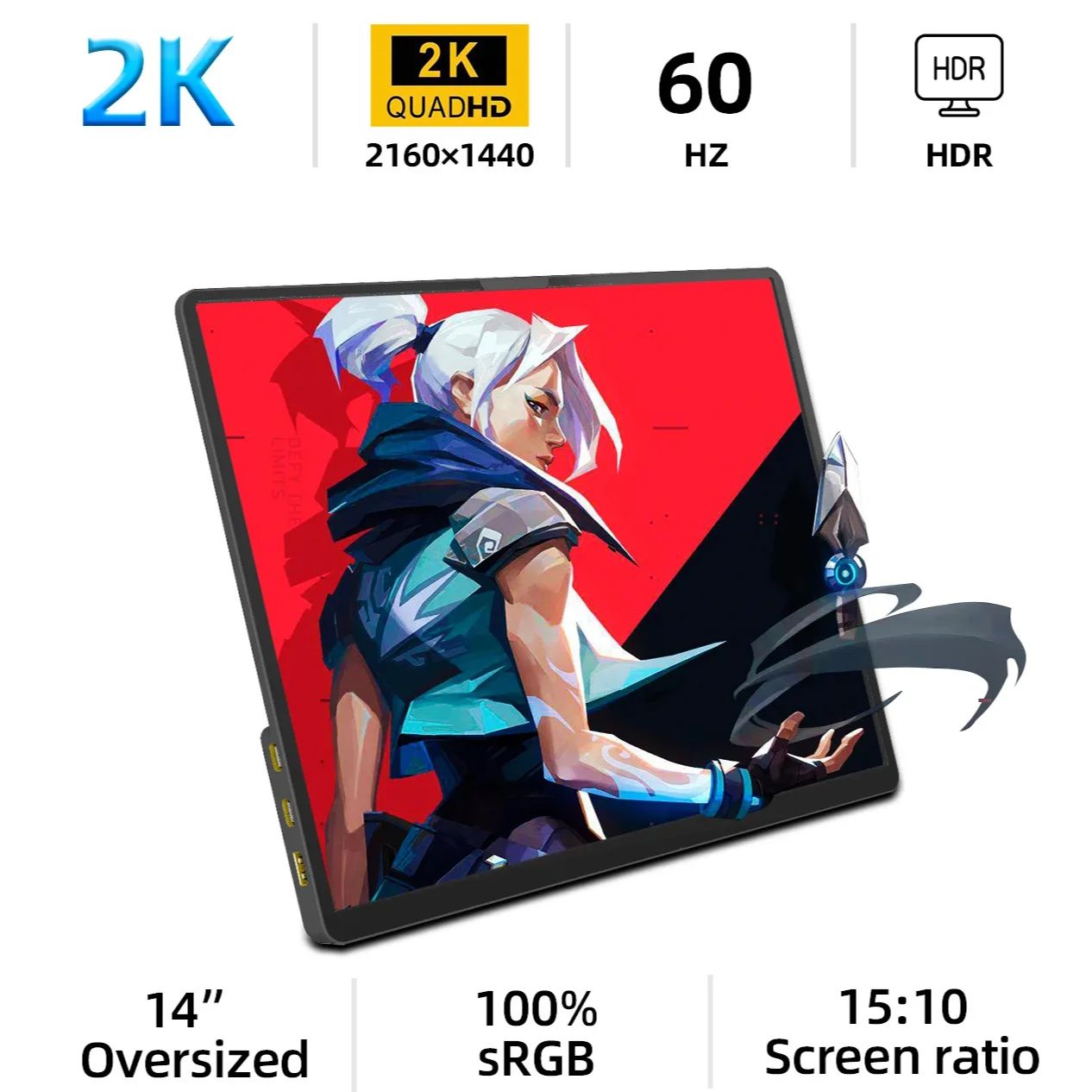 ZSUS 2160*1440 14 بوصة 2K شاشة محمولة 60HZ لأجهزة الكمبيوتر المحمول XBox PS4/5 التبديل صندوق التلفزيون هاتف محمول الكمبيوتر تمديد المحمول