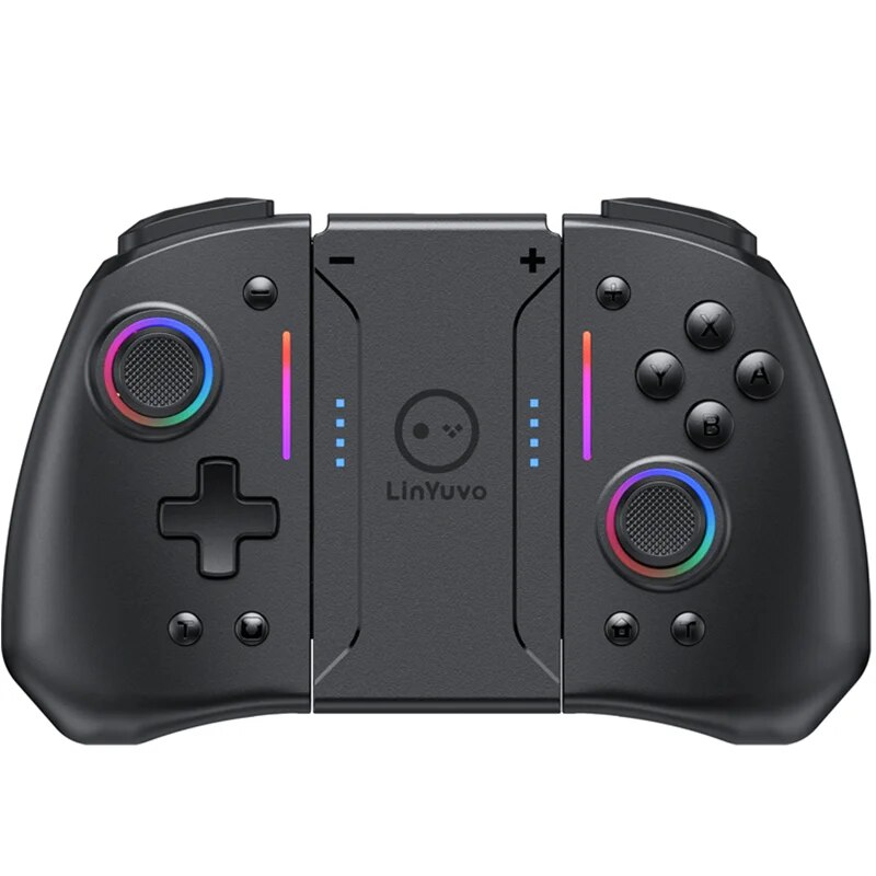 LinYuvo KS42 Meteor Light Wireless Joy-pad مع 8 أضواء RGB ملونة للتبديل/Lite/OLED، مع قابل للبرمجة، والتربو والاهتزاز