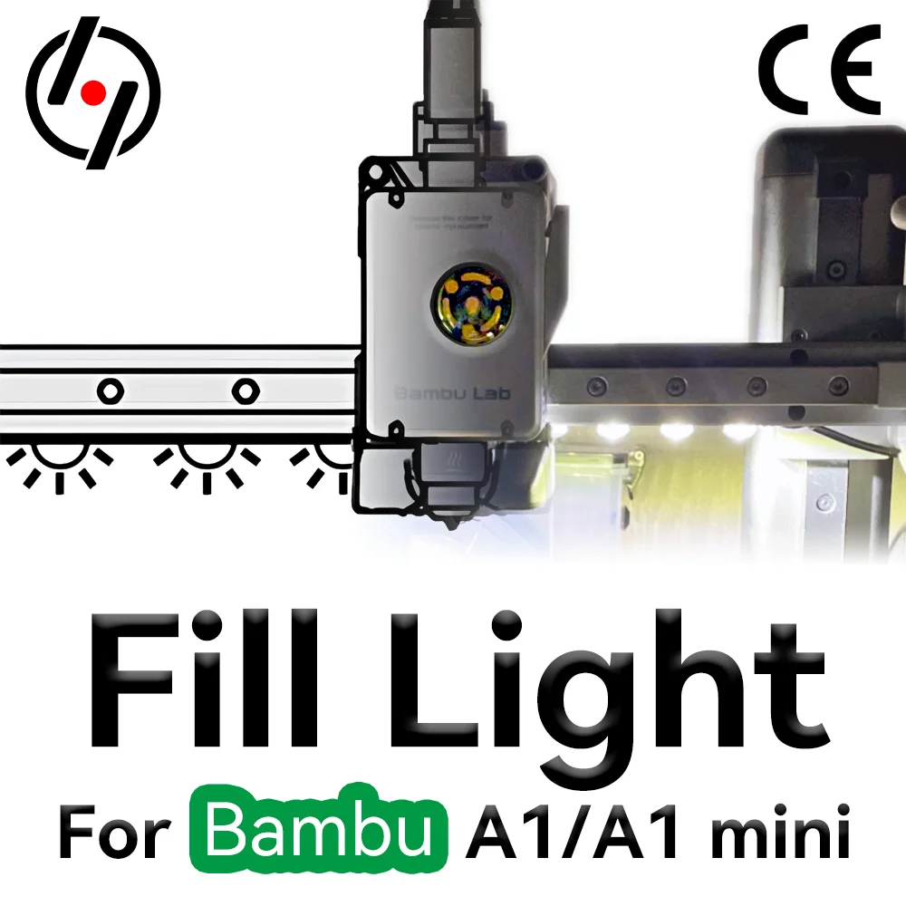 شريط إضاءة LED لطابعة Bambu Lab A1/A1mini، إضاءة تعبئة Ra95، 24 فولت، ساطع للغاية، ملحقات طابعة Bambulab ثلاثية الأبعاد