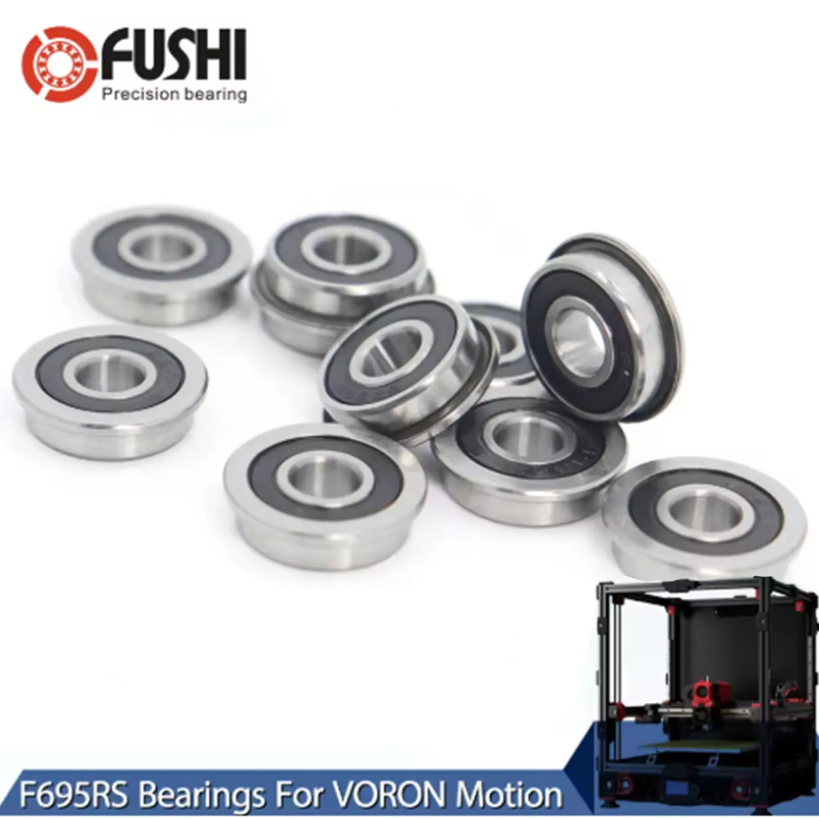 FUSHI F695 2RS تحمل 5*13*4 مم 10 قطعة ABEC-7 ذات حواف مصغرة F695 RS الكرات F695RS للطابعة VORON Mobius 2/3 2/4 ثلاثية الأبعاد