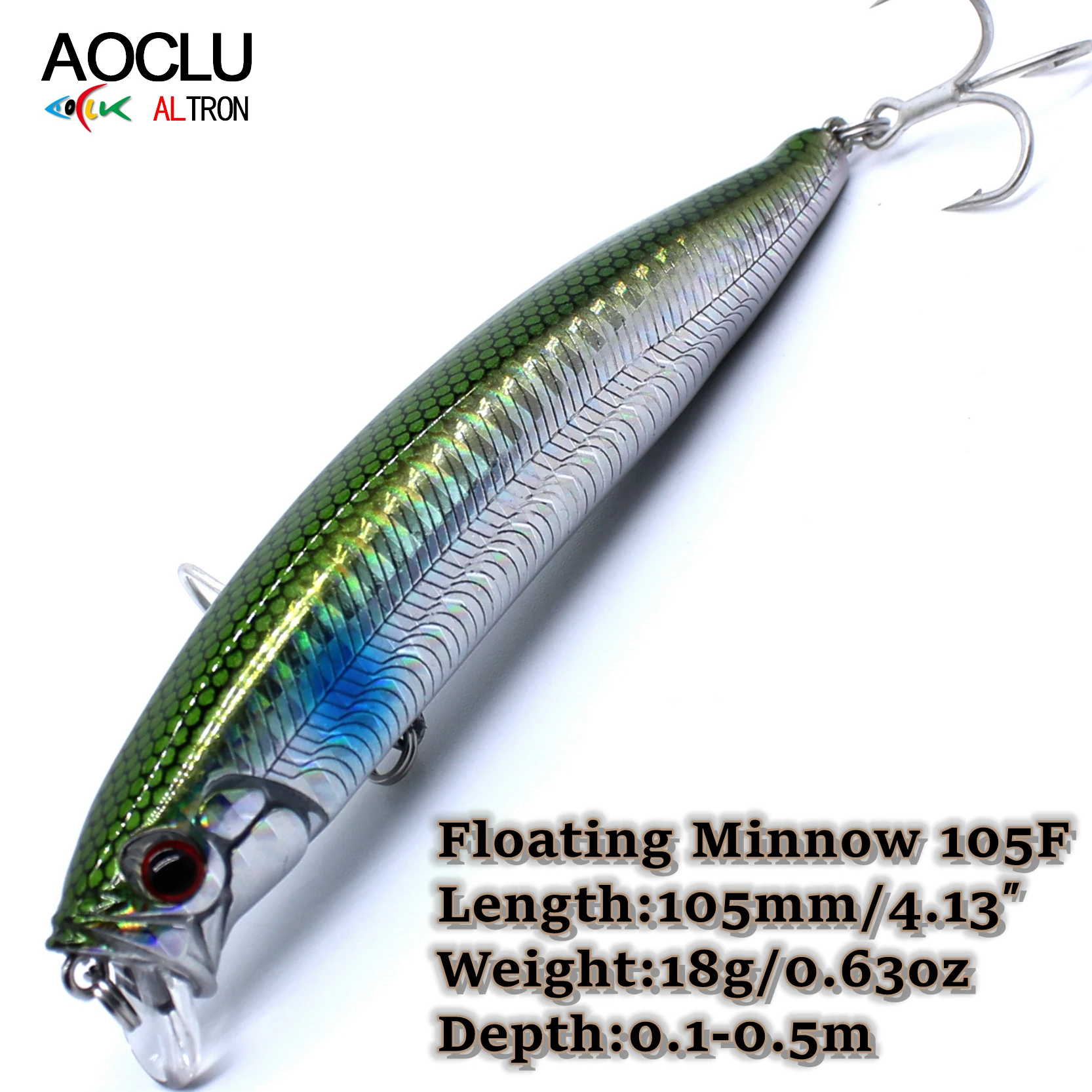 AOCLU Seabass القاتل العائمة المتذبذب 105 مللي متر 18 جرام 0.1-0.5 متر الطعم الثابت أسماك رعشة الصيد إغراء نقل الوزن خطاف صب طويل