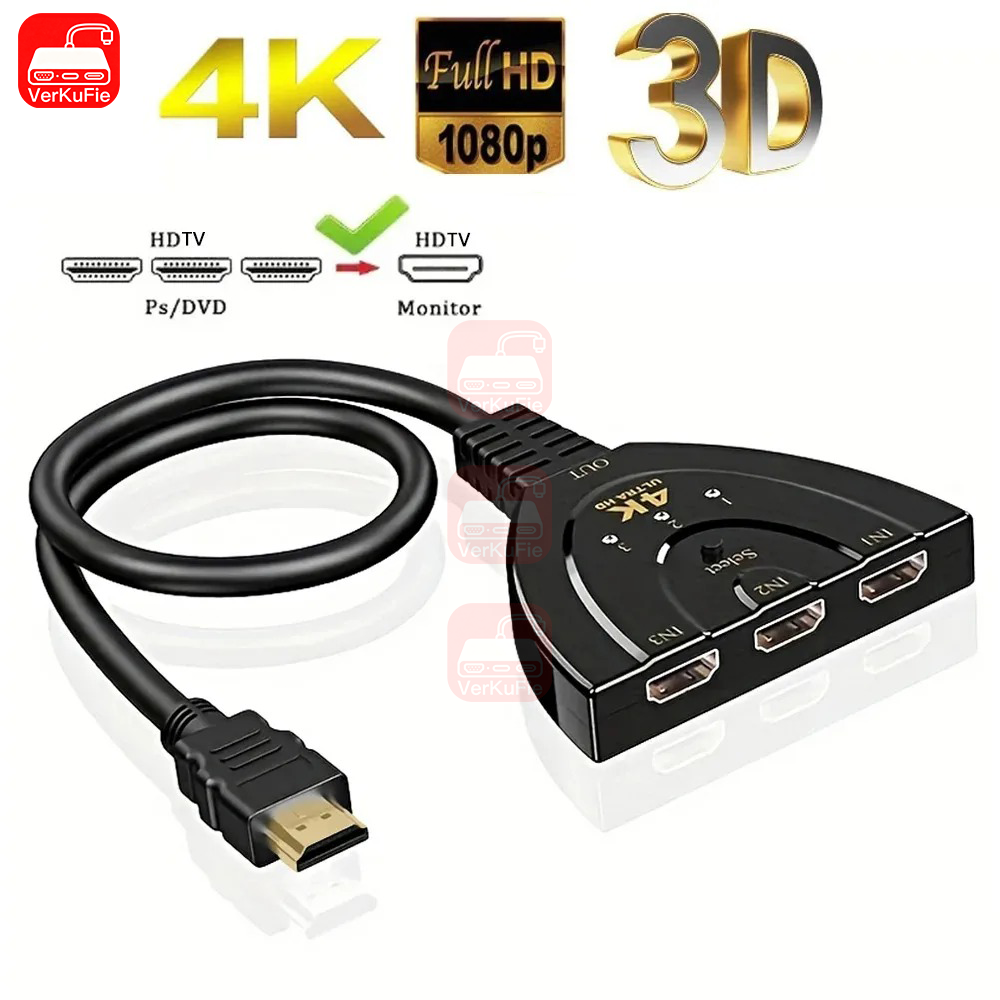 4K * 2K 3 Port HDTV-متوافق مع Switch 4K 3D VIdeo Switcher KVM Splitter 3 Input 1 Output Port Hub لـ Xbox PS4 DVD PC Laptop TV