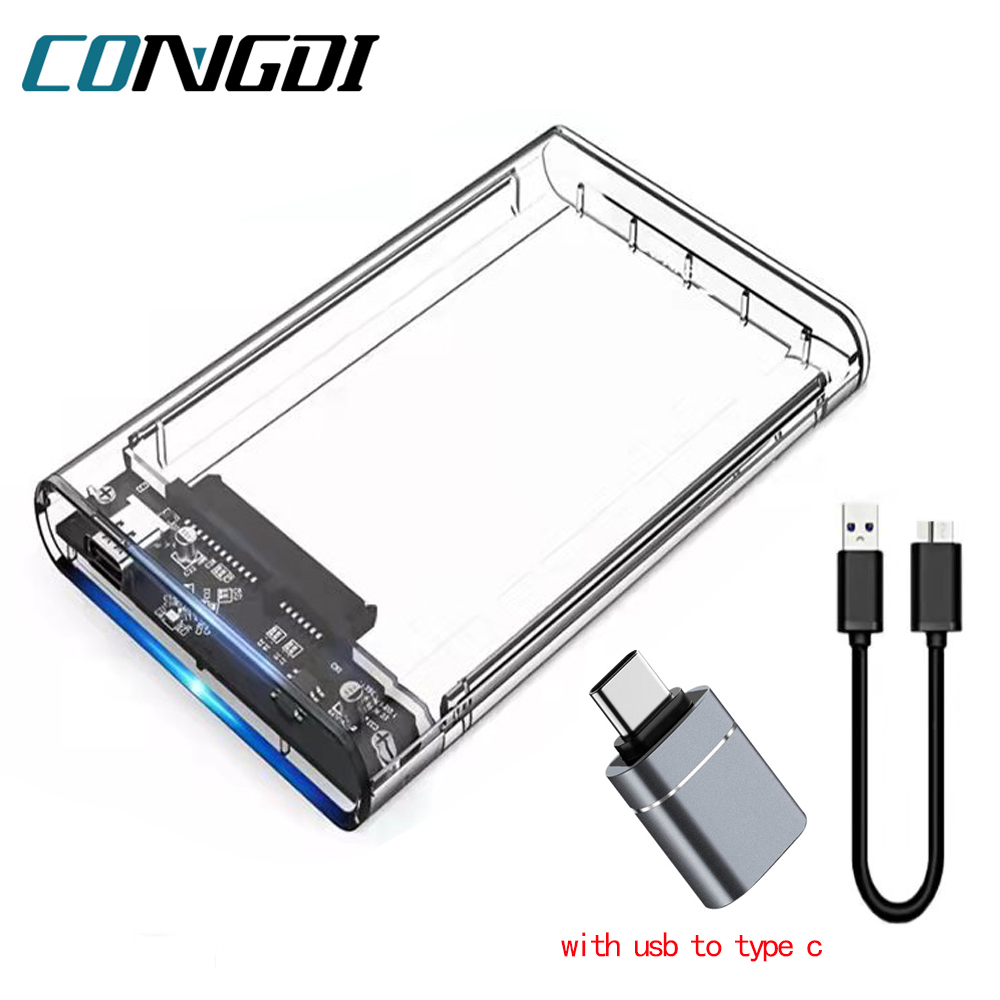 علبة محرك الأقراص الصلبة USB 3.0 مقاس 2.5 بوصة SATA SSD مع سرعة نقل 5 جيجابت في الثانية كابل صناديق القرص الصلب للهاتف المحمول الخارجي