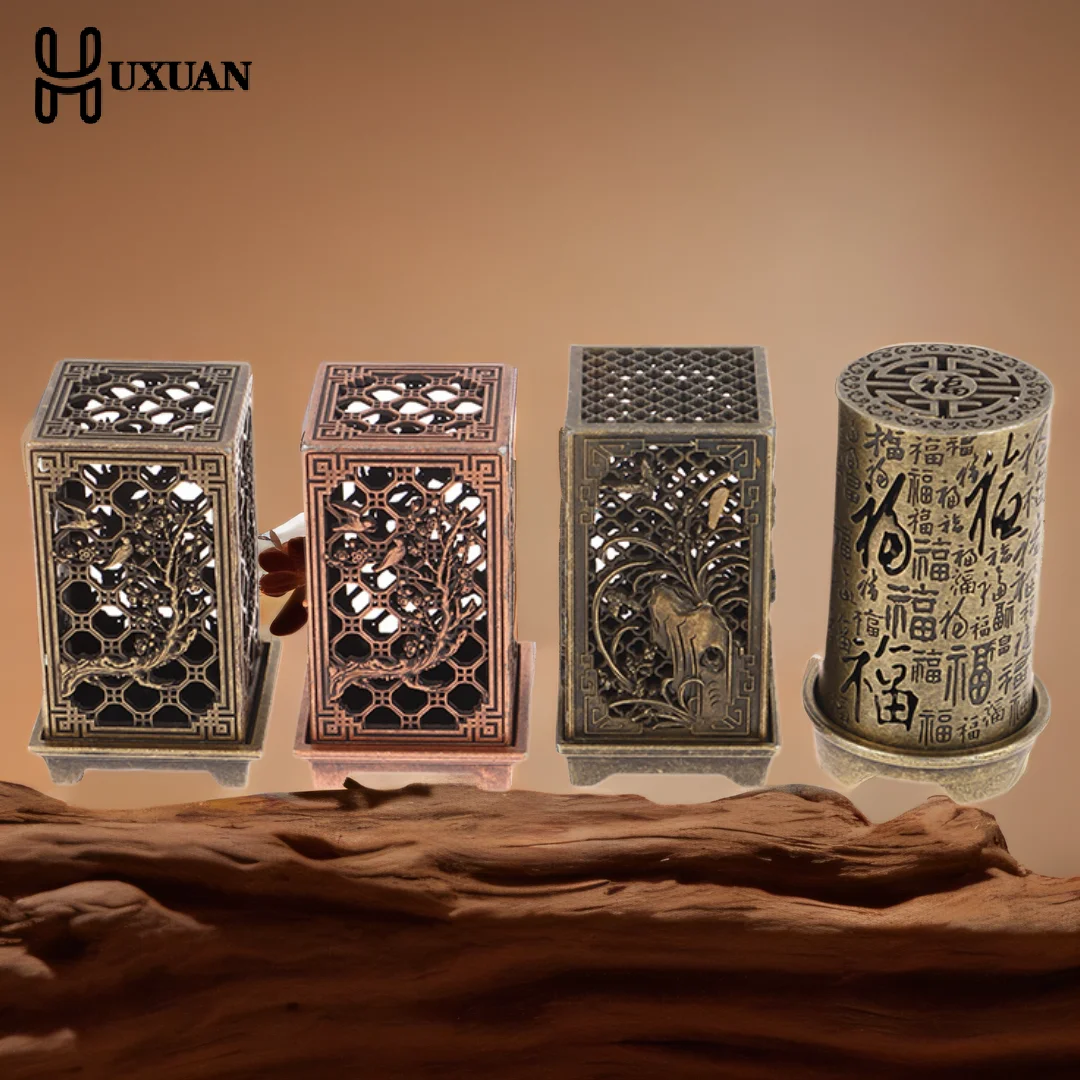 مربع عمودي مبخرة صغيرة Xiangyun سبيكة حامل البخور داخلي الروائح المنزل زخرفة الصينية البرقوق البخور المشتعلات