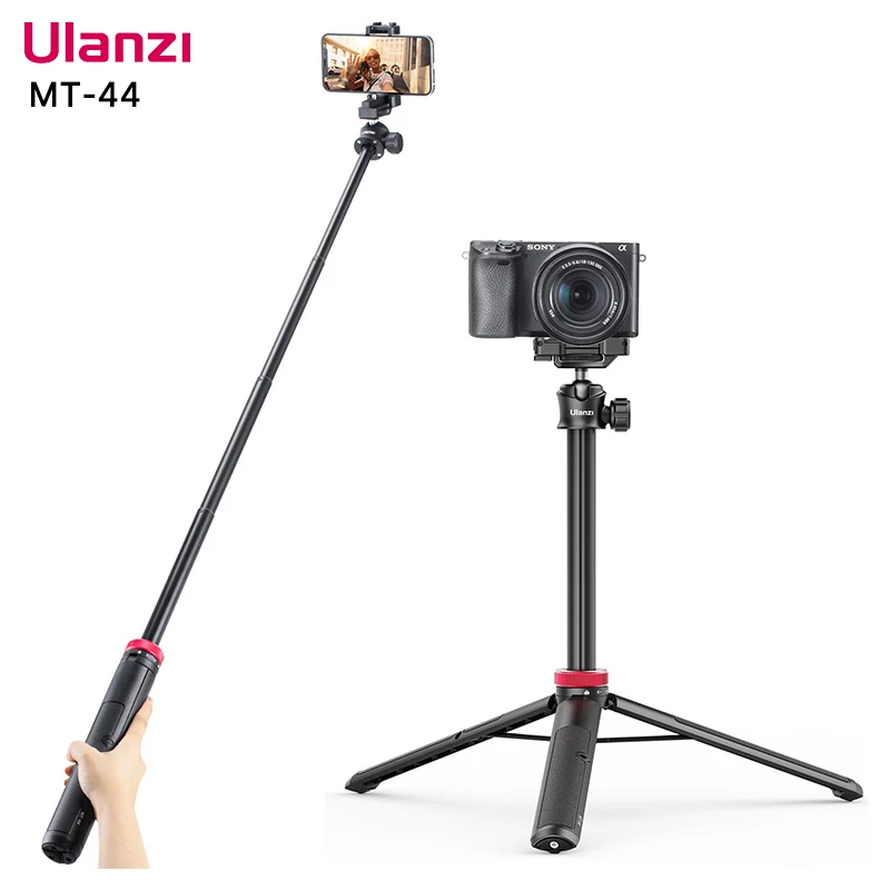 Ulanzi MT-44 حامل ثلاثي القوائم قابل للتمديد لمدونة الفيديو مع حامل تثبيت للهاتف 42 بوصة لكاميرا DSlR SLR GoproSmartphone