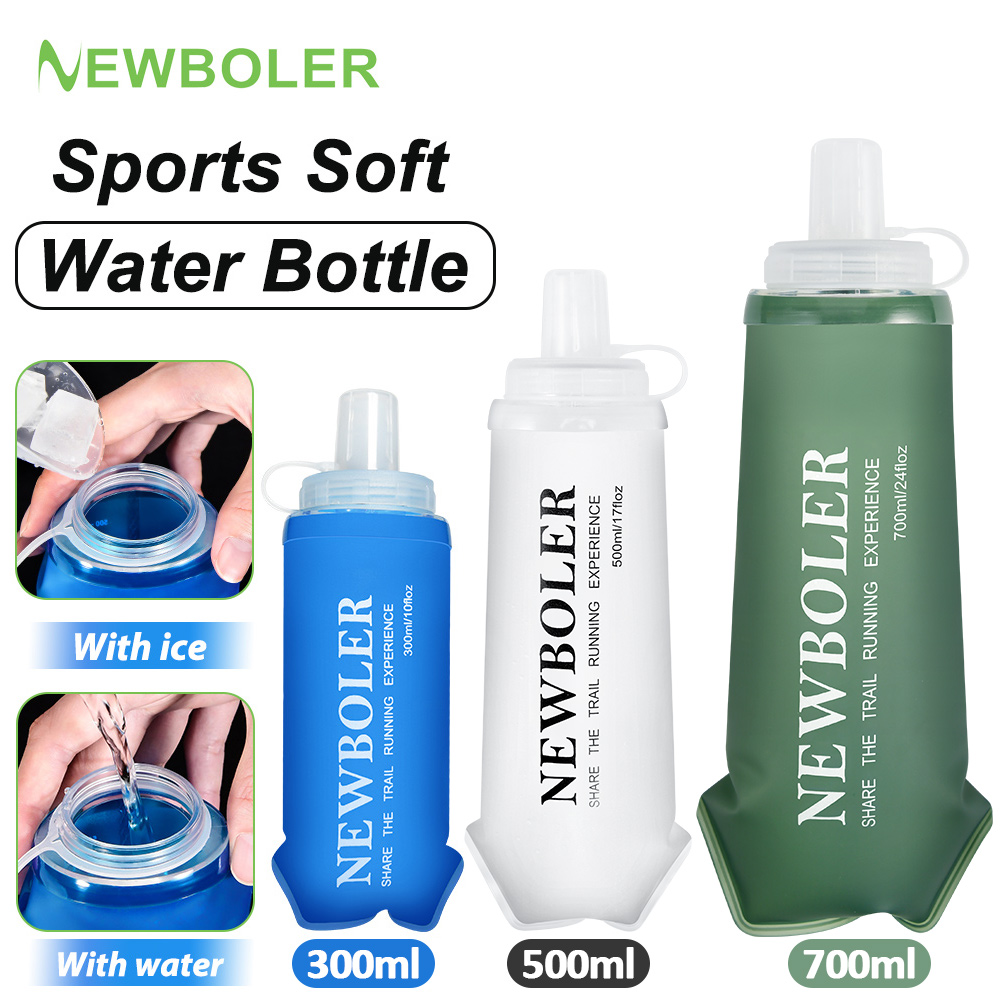 NEWBOLER TPU الرياضة في الهواء الطلق للطي قارورة ناعمة شرب زجاجة مياه محمولة لتشغيل التخييم المشي لمسافات طويلة دراجة اللياقة البدنية حقيبة المياه