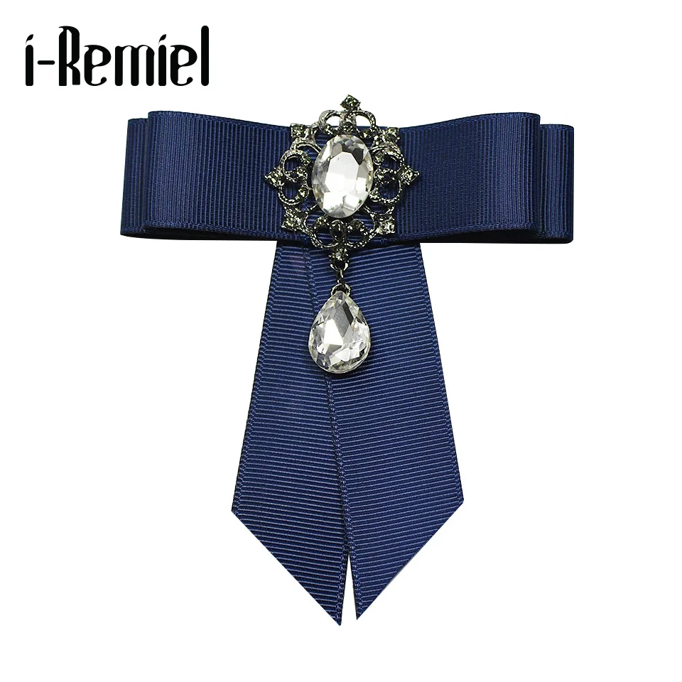 I-Remiel الشريط التعادل القوس بروش النسيج كريستال زهرة دبابيس ودبابيس اكسسوارات Ladie ربطة القوس فيونكة الدبابيس شارة بدبوس للنساء الرجال