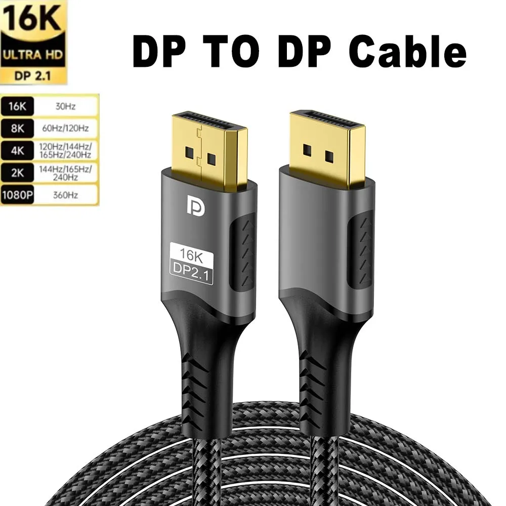 16K DP 2.1 8K @ 120 هرتز 4K @ 240 هرتز 80 جيجابت في الثانية HDR فيديو الصوت Displayport كابل عرض ميناء لأجهزة الكمبيوتر المحمول TV Xbox العارض شاشة الألعاب