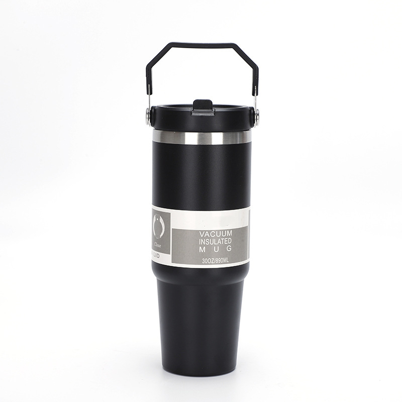 عبر الحدود 30oz كوب سيارة محمول ، كوب معزول من الفولاذ المقاوم للصدأ 304 ، الحفاظ على البرودة كوب ثلج محمول في الهواء الطلق