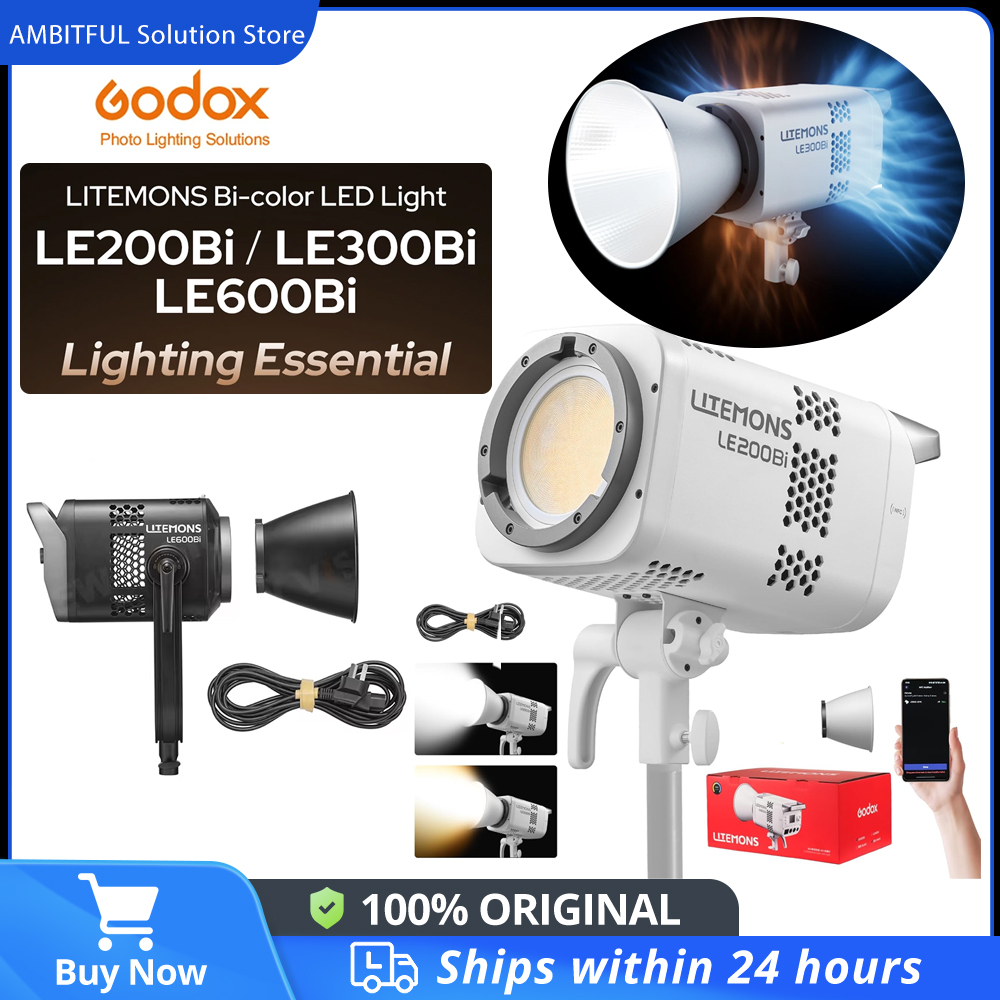 إضاءة LED ثنائية اللون من Godox بقوة 620 واط و320 واط و220 واط طراز LE600Bi وLE300Bi وLE200Bi LITEMONS لتصوير الفيديو والبث المباشر