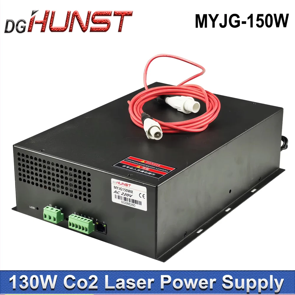 مصدر طاقة ليزر CO2 من DGHUNST MYJG بقوة 130-150 واط، مولد ليزر 130 واط 150 واط لآلة النقش والقطع بالليزر CO2 مع أنبوب زجاجي