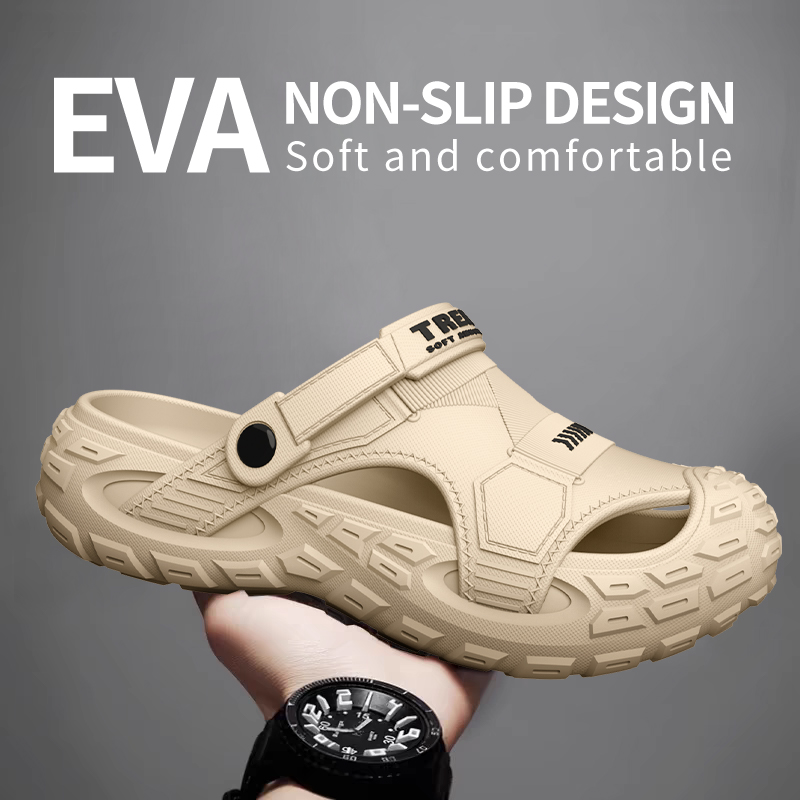 صنادل EVA للرجال في الصيف، ذات نعل سميك وناعم للارتداء الخارجي، أحذية شاطئ للرياضات العادية، وأحذية مثقبة
