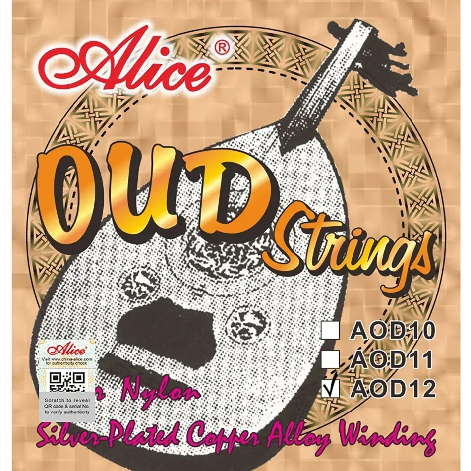 مجموعة أوتار أليس AOD-10/11/12 OUD لـ 10/11/12-سلاسل عود نايلون شفاف مطلي بالفضة سبائك النحاس طلاء مضاد للصدأ