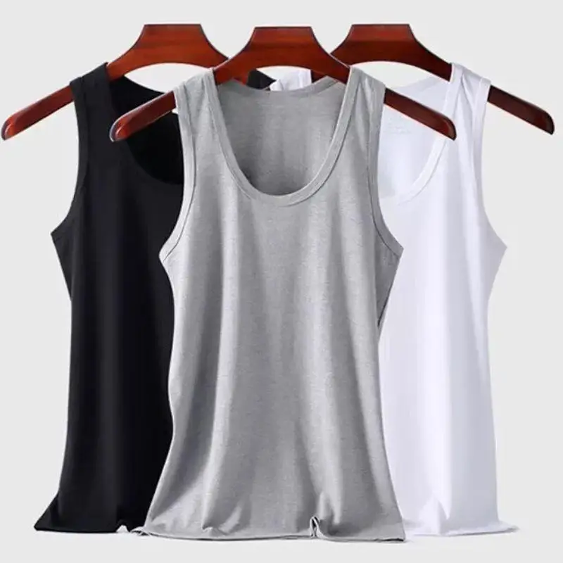 100% القطن الخالص أبيض رمادي أسود الرجال تانك القمم الصيف حجم كبير Singlets اللياقة البدنية الرجال سترة عادية كمال الاجسام سترة تي شيرت