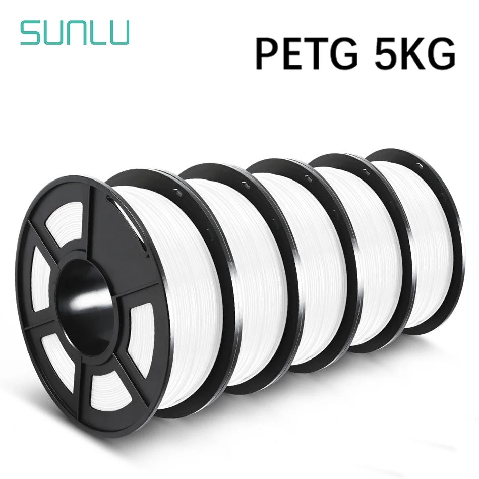 SUNLU PETG 1 كجم خيوط ثلاثية الأبعاد 1.75 مللي متر 5 لفات ترتيب بدقة لا عقدة لا فقاعة لون مشرق صديقة للغريبة صلابة جيدة