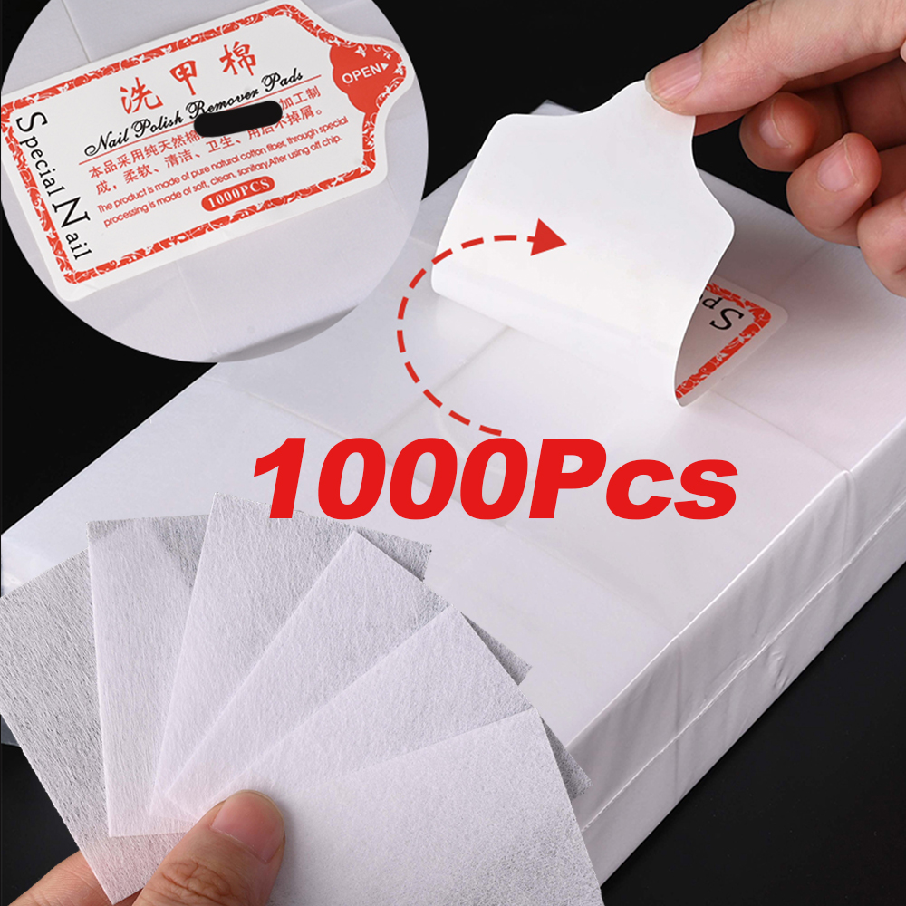 100/500/600/1000 قطعة من عتاد مانيキュور المحترف من القطن الخالي من الشعيرات 100% جل تنظيف مانيキュور قطع قطن خالية من الشعيرات مناديل تنظيف نظافة أظافر أدوات تنظيف الأظافر