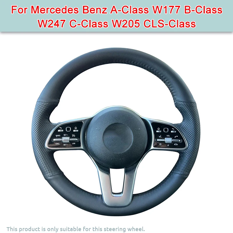 لتقوم بها بنفسك غطاء عجلة توجيه سيارة لمرسيدس بنز A-Class W177 B-Class W247 C-Class W205 CLS-Class الجلود الاصطناعية الأصلية