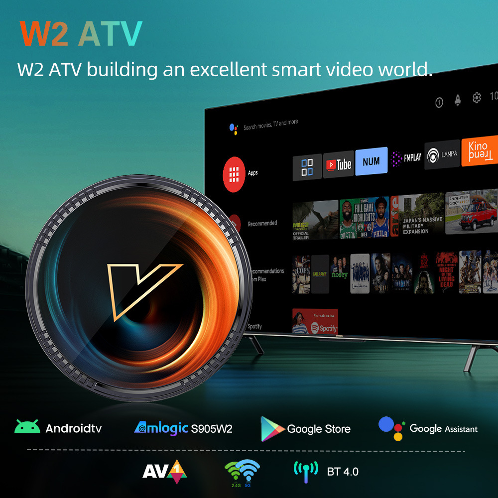 W2 ATV أندرويد تي في 11 سمارت تي في بوكس AmlogicS905W2 دبل واي فاي