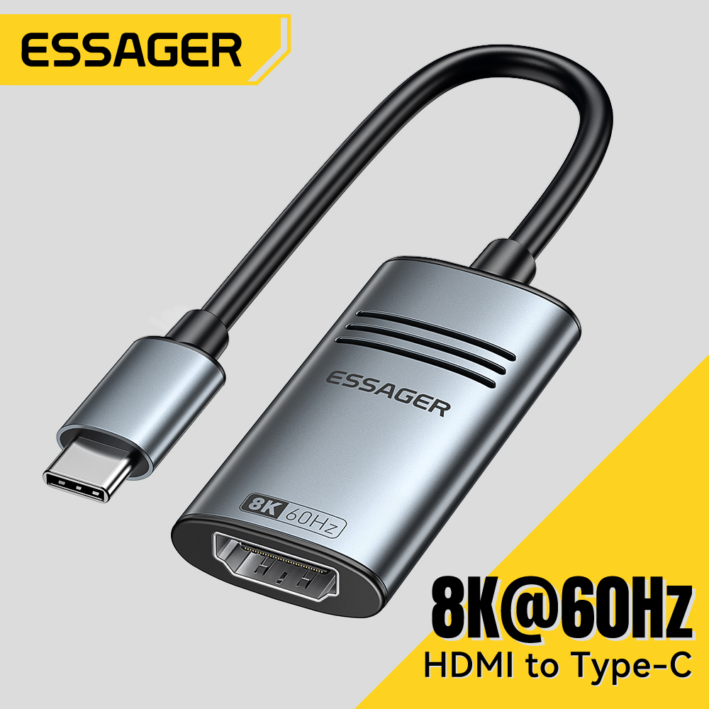 Essager HDMI إلى USB نوع C محول آيفون ماك بوك برو اير آي باد سامسونج غالاكسي 8K @ 60 هرتز 4K @ 120 هرتز/144 هرتز HD محول كابل التلفزيون