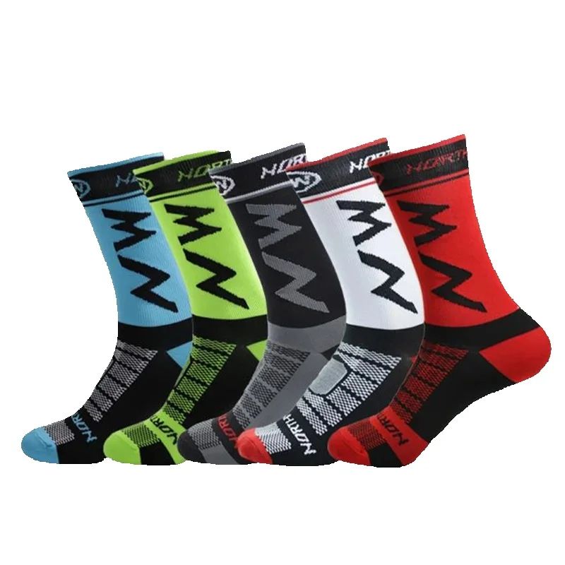 1/5Pairs الدراجات جوارب رياضية تنفس العرق ماصة جوارب كرة السلة المضادة للانزلاق التجفيف السريع الرياضة في الهواء الطلق الجري الجوارب