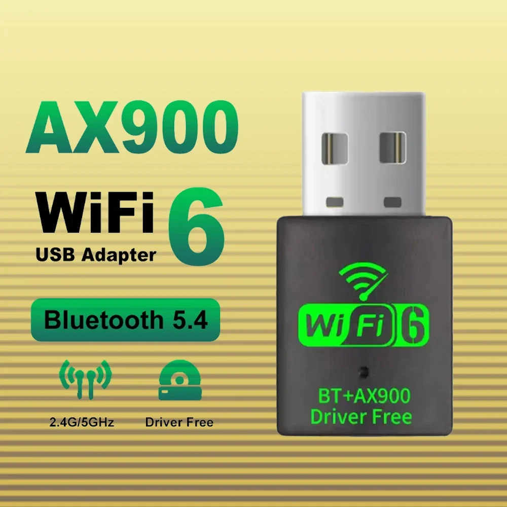 واي فاي 6 USB صغير دونغل بطاقة الشبكة BT 5.4 استقبال دونغل AX900 ل Win 10/11 قطعة ثنائي النطاق 2.4G/5Ghz