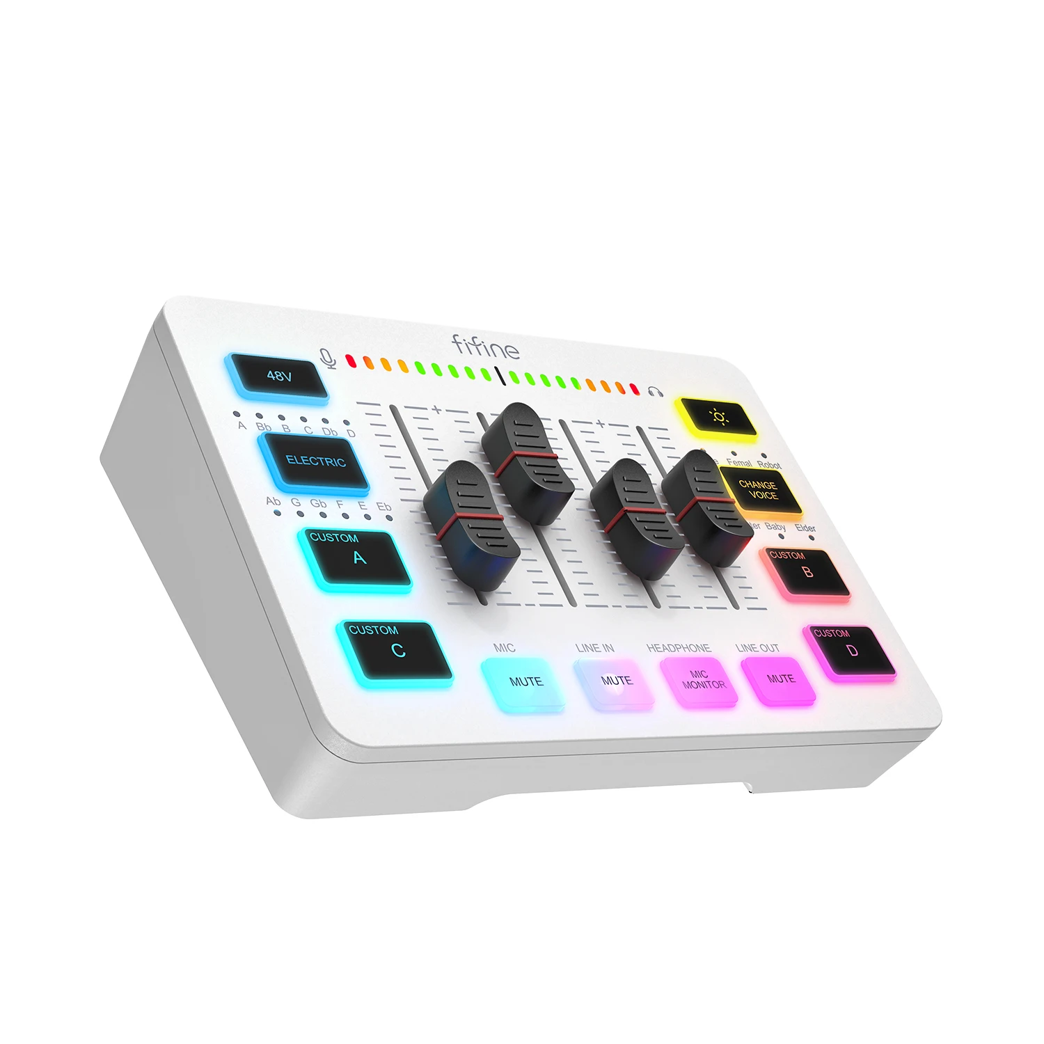 خلاط صوت USB للألعاب من FIFINE مع 4 قنوات/واجهة ميكروفون XLR/إضاءة RGB، خلاط صوت للألعاب والبث الصوتي والبودكاست AmpliGame SC3W