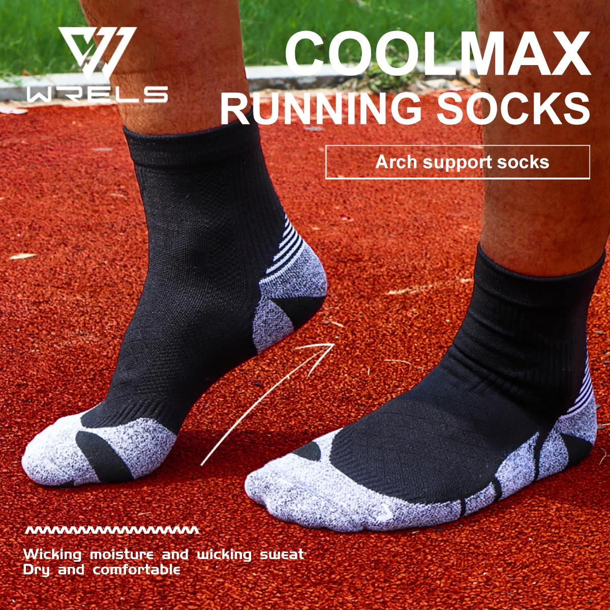 WRELS Coolmax الجوارب رجل إمرأة الرياضة المشي لمسافات طويلة الدراجات تشغيل النسيج التخميد الجوارب تنفس الرطوبة فتل الرياضة في الهواء الطلق جورب