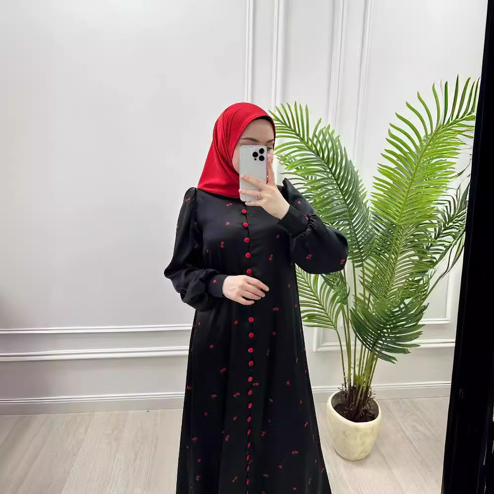عبايات نسائية مطبوعة فساتين وشاحات واحدة الصدر جلابية رمضان المغرب دبي عيد مسلم قفطان إسلامي فيستدوس رداء عربي طويل
