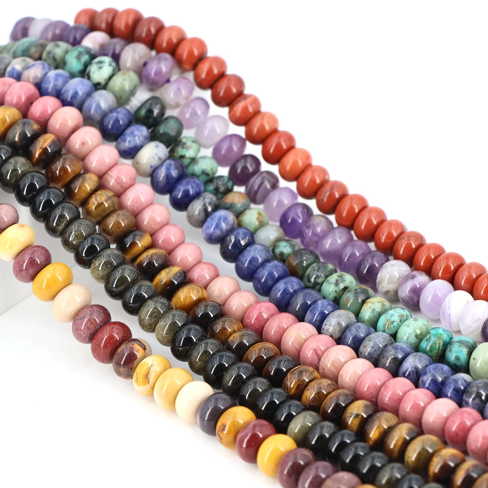 5x8 مللي متر الحجر الطبيعي شفاء بلورات المعداد Rondelle حبة صنع المجوهرات Charms بها بنفسك Charms أساور شقة مستديرة فضفاض الخرز اكسسوارات
