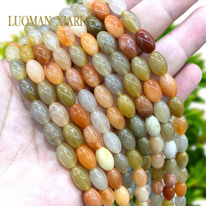 8x12 مللي متر البيضاوي الحجر الطبيعي Gobi Jades الأصفر توباز فضفاض الأرز خزر عازل لصنع المجوهرات أساور يدوية إكسسوارات جذابة