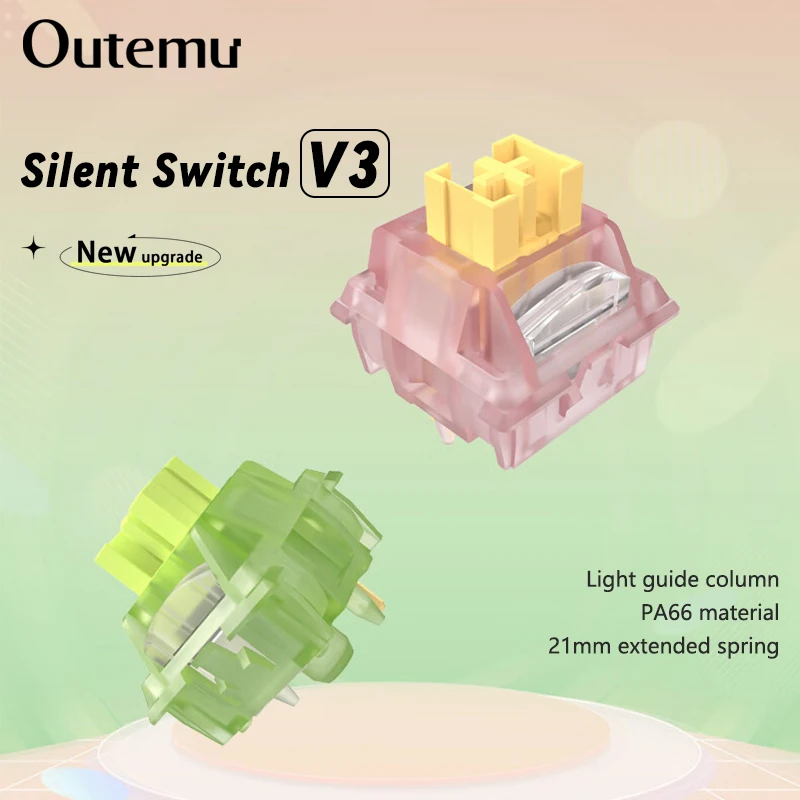 مفاتيح Outemu Silent Peach V3 مزيتة، مفاتيح Silent Lemon V3 للوحة المفاتيح الميكانيكية، خطية وحسية، 5 دبابيس، قابلة للتبديل السريع، PA66، مزيتة مسبقًا، POM