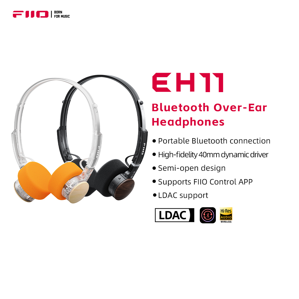 سماعات بلوتوث فوق الأذن FIIO EH11، صوت جهير قوي وصوت عالي الدقة LDAC، تصميم عتيق خفيف الوزن، بطارية تدوم 30 ساعة، دعم للأجهزة المزدوجة وA