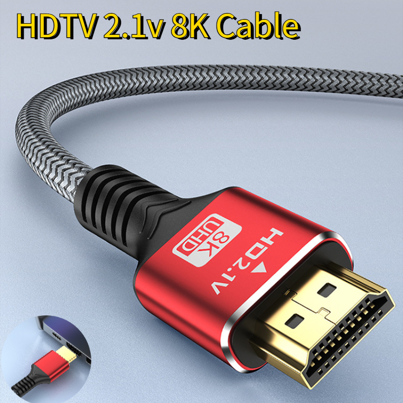 8K HDMI2.1 كابل عالي السرعة HDMI 8K كابل 60HZ 2.1V 4K 144HZ ثلاثية الأبعاد تلفزيون شاشة الكمبيوتر العارض PS لعبة وحدة التحكم الصوت والفيديو
