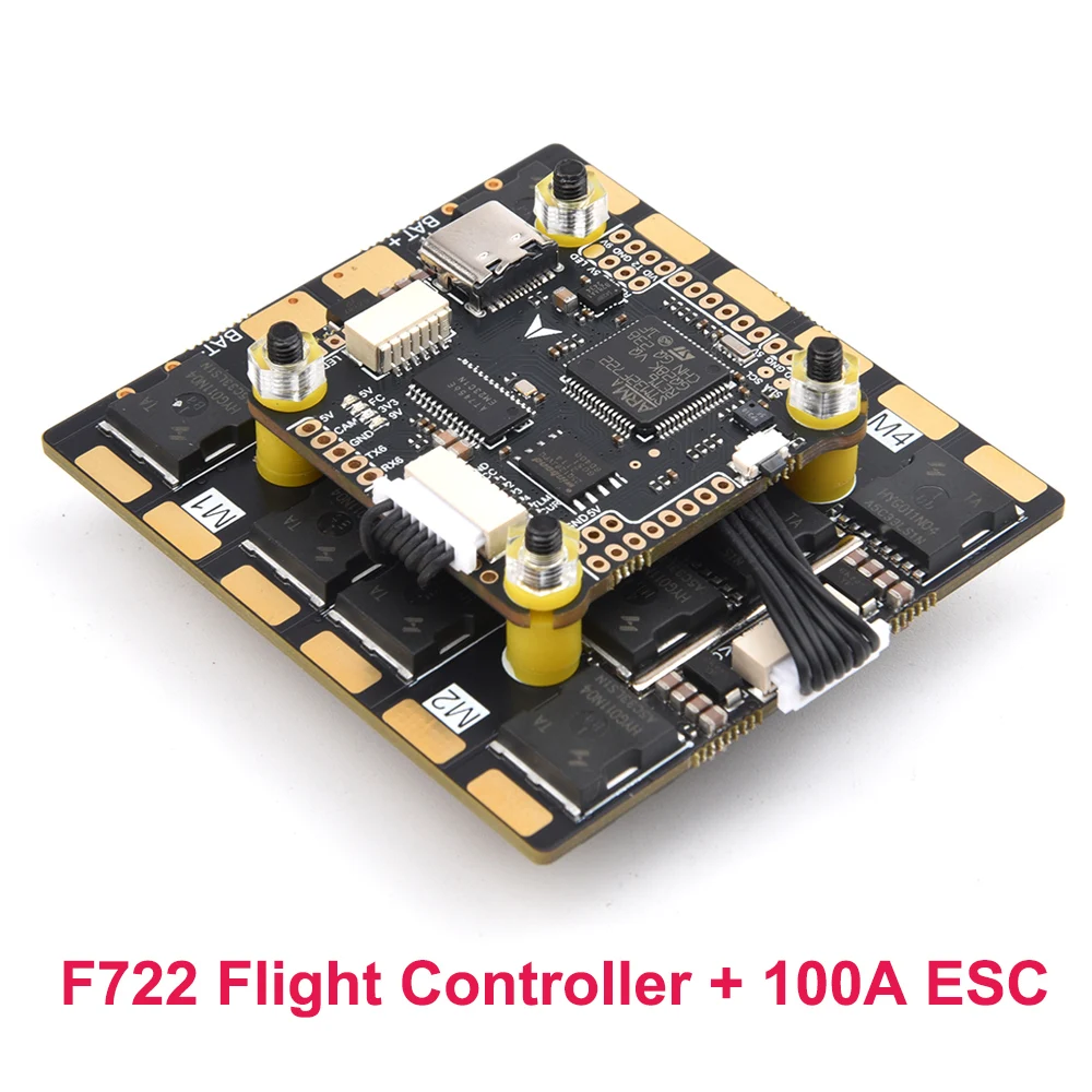 وحدة تحكم طيران F7 F722 مع مُحوّل طاقة BEC 5V / 9V ووحدة تحكم سرعة إلكترونية 4 في 1 بقوة 100 أمبير لطائرات FPV السباقية والطيران الحر مقاس 13 و15 بوصة