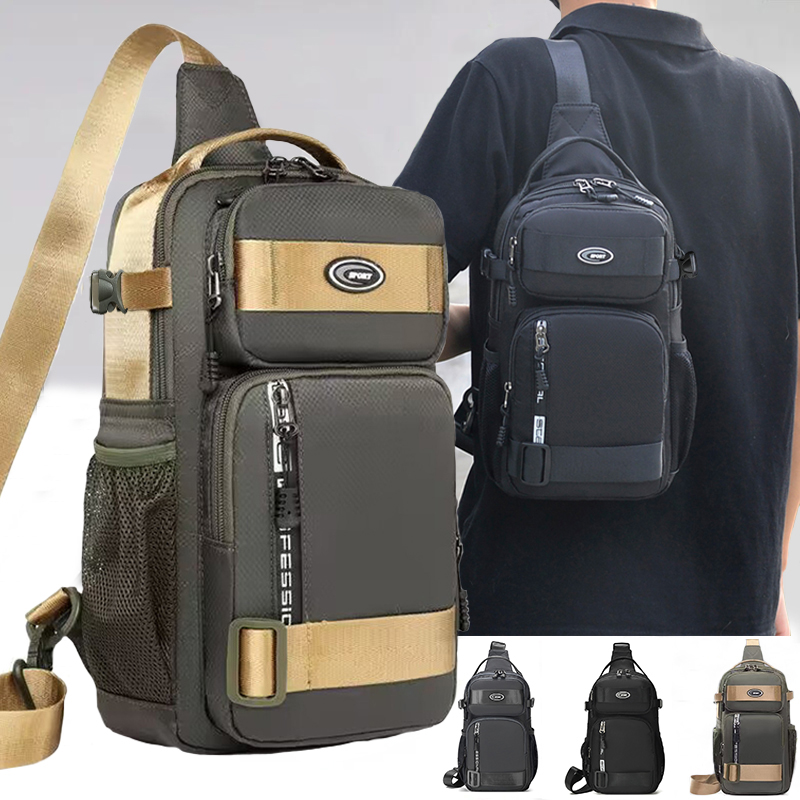 حقيبة ظهر للركوب للرجال، حقيبة صدر للرجال، حقيبة كتف مفردة كاجوال للرجال، حقيبة كروس خفيفة الوزن وسعة كبيرة