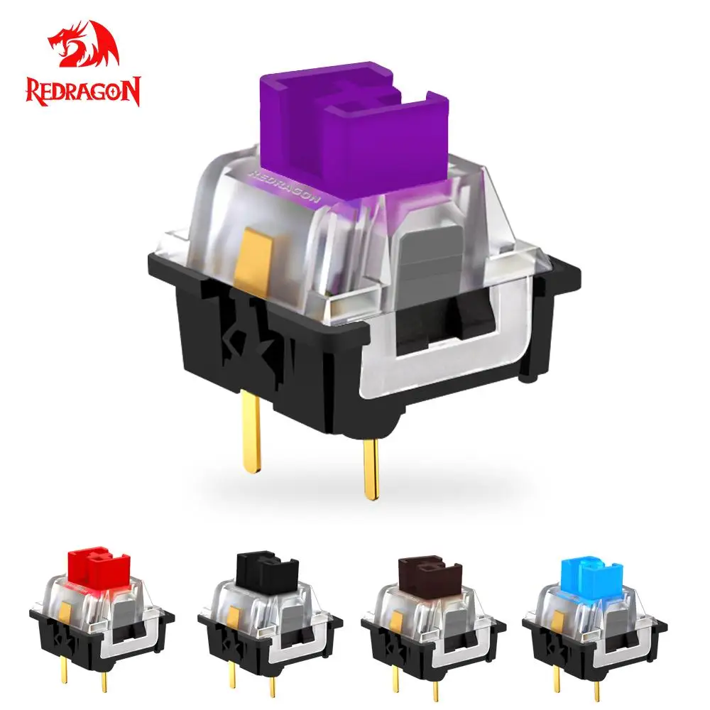 مفتاح REDRAGON SMD RGB MX 3 دبوس كليكي خطي لمسي صامت أحمر أزرق أسود بني أرجواني لوحة مفاتيح ميكانيكية بإضاءة خلفية