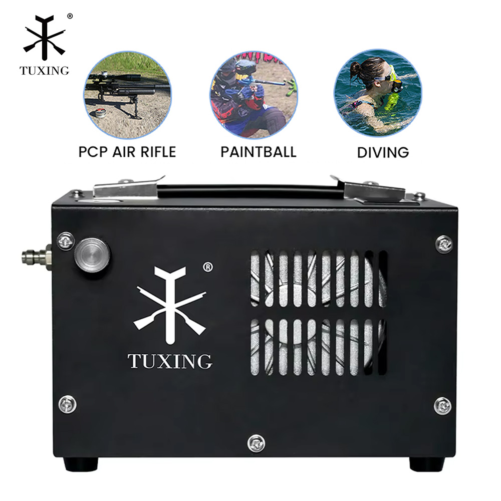 TUXING 4500Psi PCP ضاغط الهواء ضاغط عالي محمول مع محول سيارة 12 فولت لخزان الغوص بندقية PCP TXES061