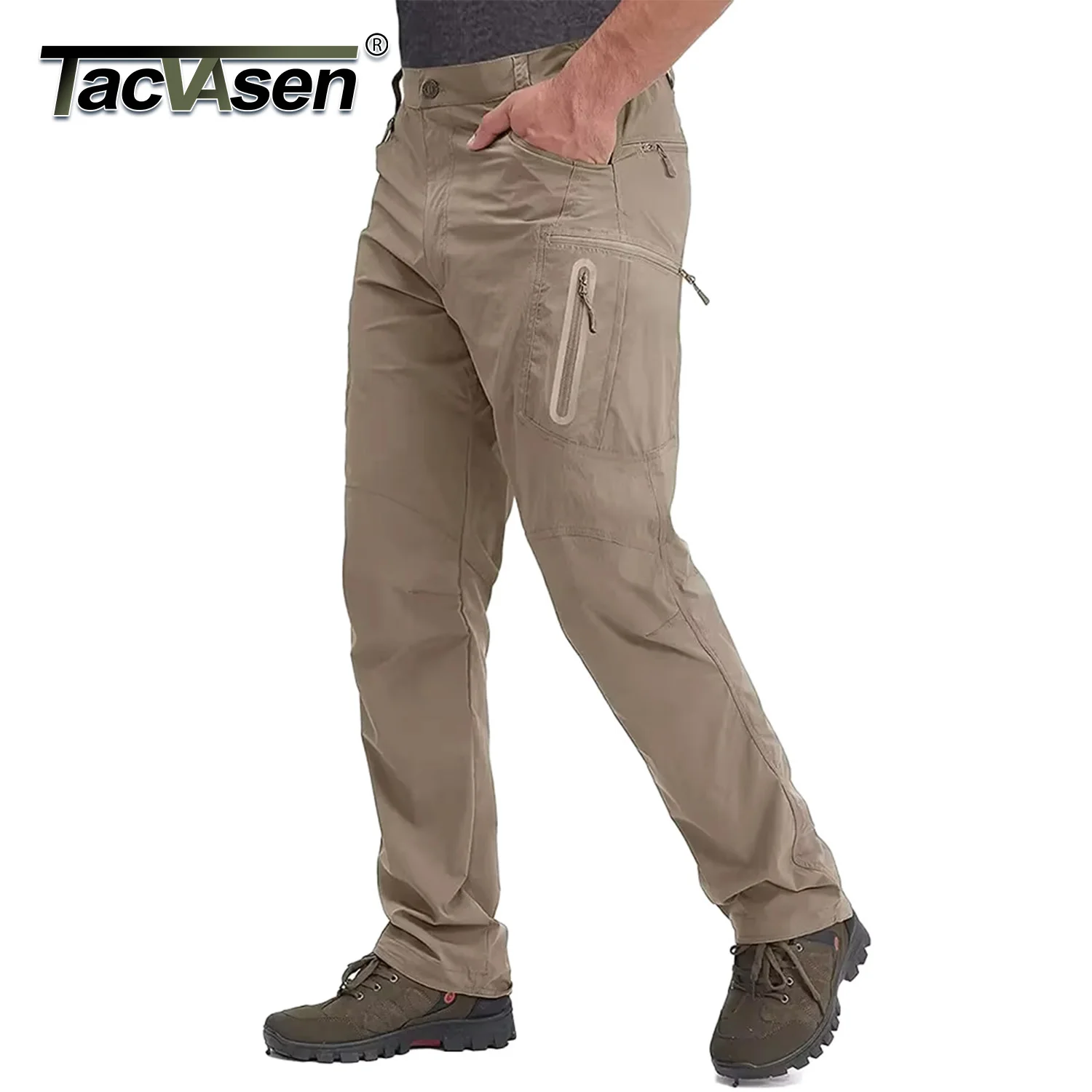 TACVASEN-سراويل كارجو نايلون خفيفة الوزن للرجال مع جيوب ، سراويل عمل غير رسمية ، صيد أسماك في الهواء الطلق ، المشي لمسافات طويلة ، جفاف سريع ، الصيف