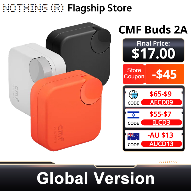 الإصدار العالمي CMF Buds 2a ما يصل إلى 31 ساعة من التشغيل بلوتوث 5.4 12.4 ملم سائق 42 ديسيبل ANC 4HD Mics IP54
