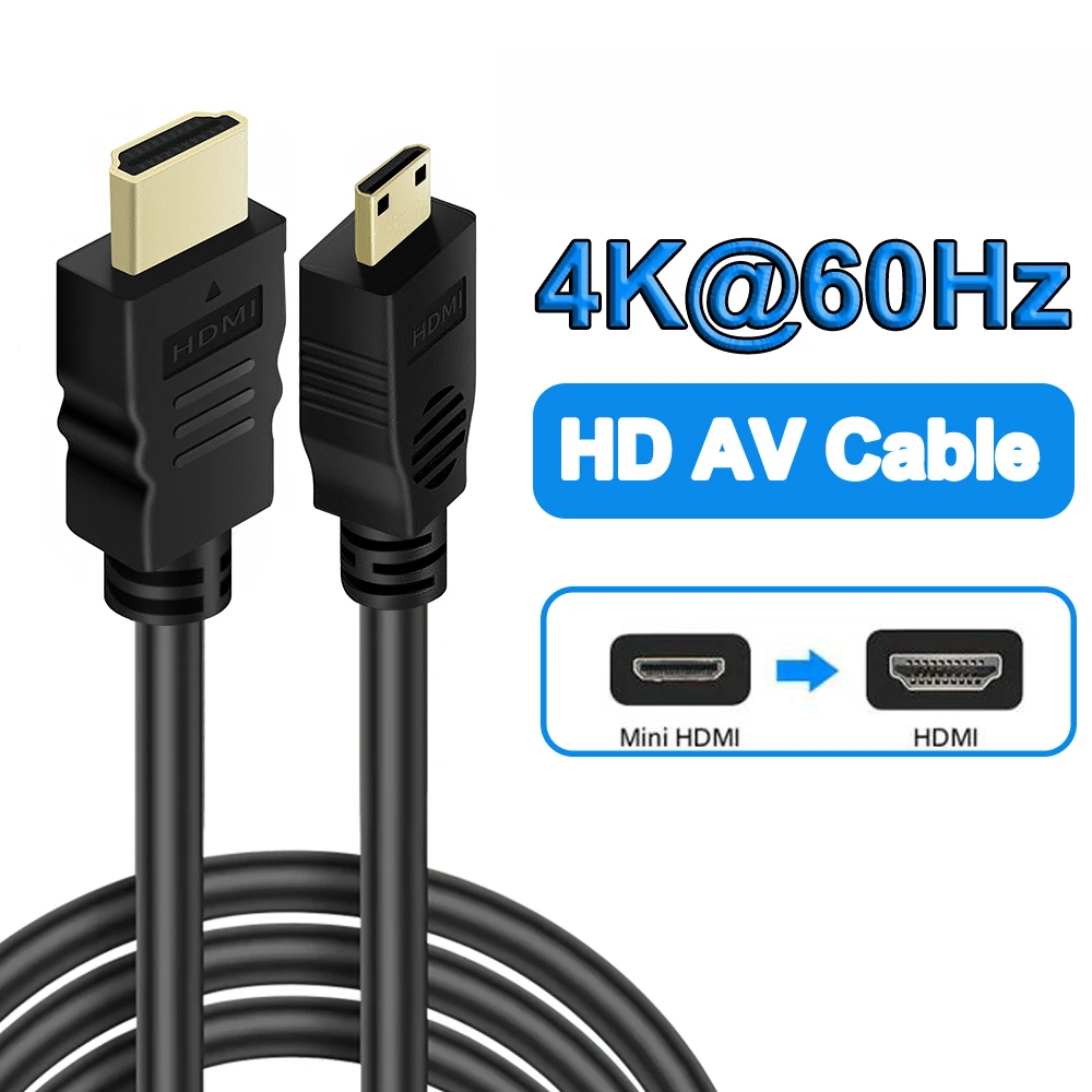 كابل HDMI صغير 4K 60 هرتز HDMI إلى كابل HDMI صغير 2.0 للكاميرا اللوحية شاشة الكمبيوتر المحمول HDTV Mini HDMI ذكر إلى HDMI ذكر