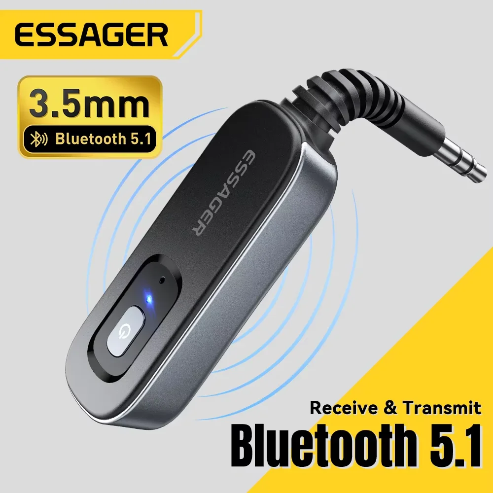 Essager بلوتوث 5.1 جهاز إرسال استقبال الصوت 3.5 مللي متر 3.5 AUX مع ميكروفون ستيريو الموسيقى محول لاسلكي للكمبيوتر TV مكبرات صوت للسيارة