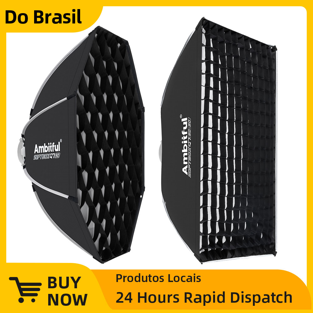 【Do Brasil】Ambitful Q7-55 Q7-65cm Q7-90cm الإفراج السريع المثمن/المستطيل Softbox Bowens Mount للتصوير في الاستوديو في الهواء الطلق
