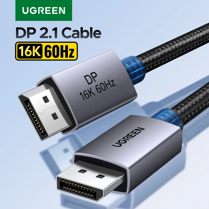 UGREEN DisplayPort كابل DP 2.1 16K 8K 4K 60 هرتز HDR كابل صوت الفيديو للكمبيوتر المحمول شاشة التلفزيون العارض كاميرا عرض ميناء